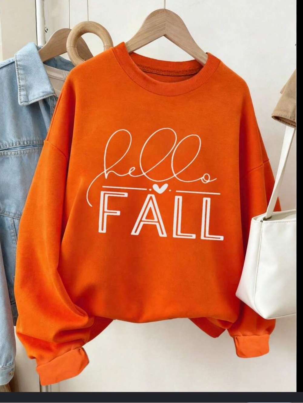 SHEIN Orange "Hello Fall" Graphic Sweatshirt